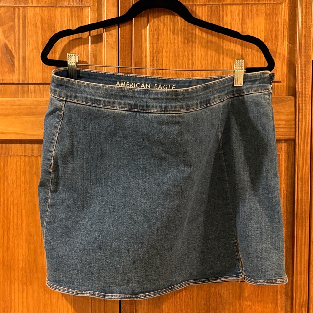 American Eagle Outfitters High Rise Stretch Dark Blue Denim Jean Mini Skort